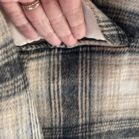 H&M Cream Plaid Women's Blazer Jacket - Picture 5 of 9